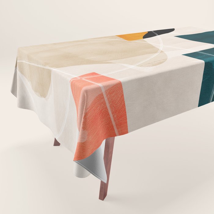 mid century shapes abstract painting Tablecloth Gallery Image 1