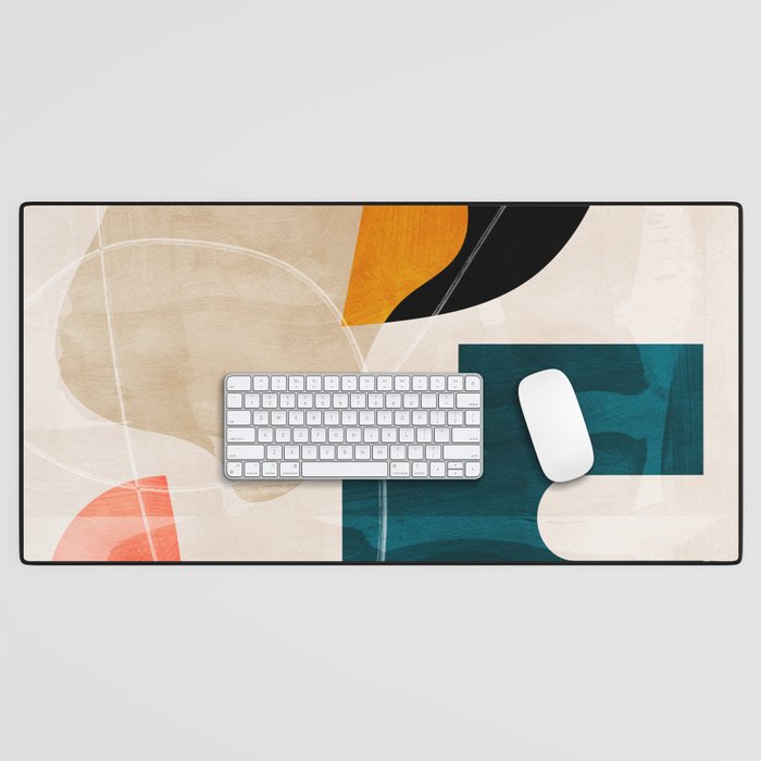 mid century shapes abstract painting Desk Mat Gallery Image 1
