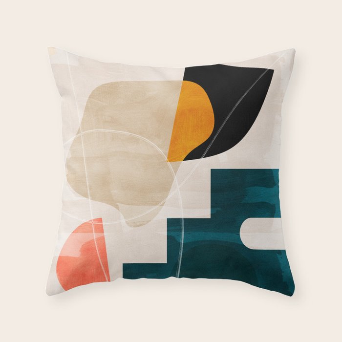 mid century shapes abstract painting Throw Pillow Gallery Image 6
