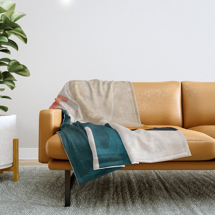 mid century shapes abstract painting Throw Blanket Gallery Image 1