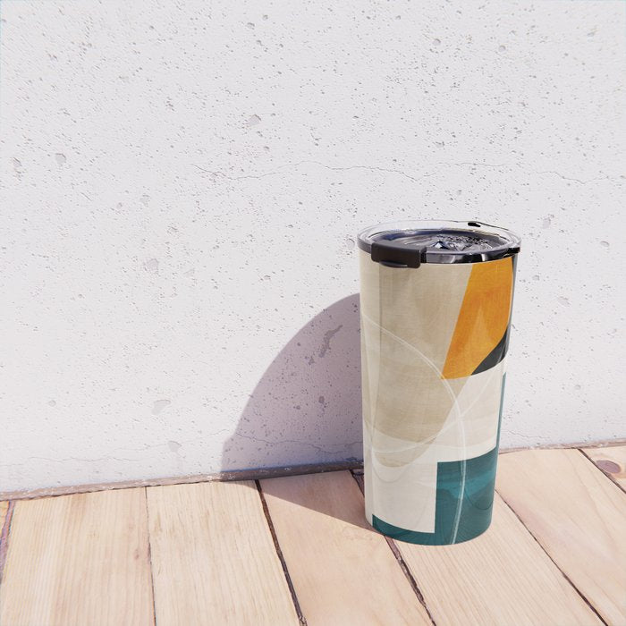 mid century shapes abstract painting Travel Mug Gallery Image 4