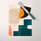 mid century shapes abstract painting Wrapping Paper Gallery Image 1