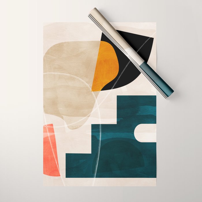 mid century shapes abstract painting Wrapping Paper Gallery Image 1