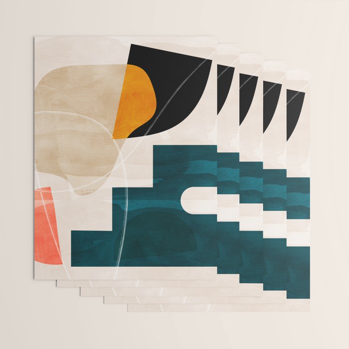 mid century shapes abstract painting Wrapping Paper Gallery Image 3