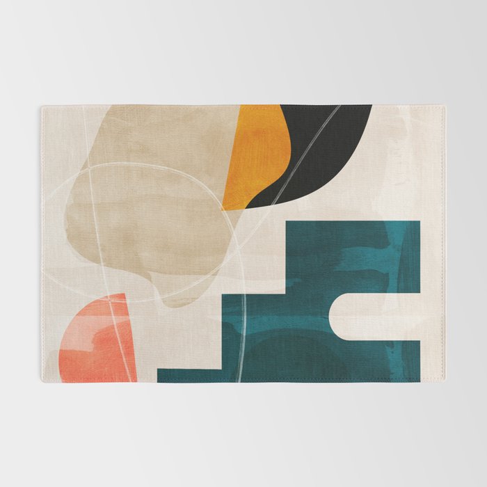 mid century shapes abstract painting Rug Gallery Image 2