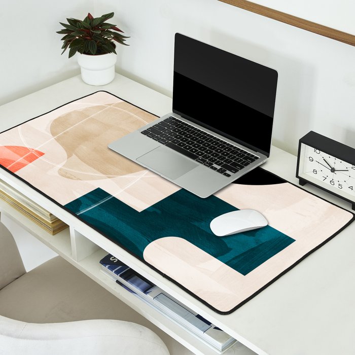 mid century shapes abstract painting Desk Mat Gallery Image 2