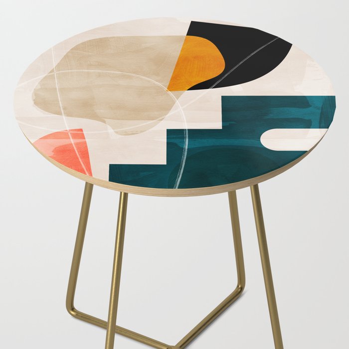 mid century shapes abstract painting Side Table Gallery Image 2