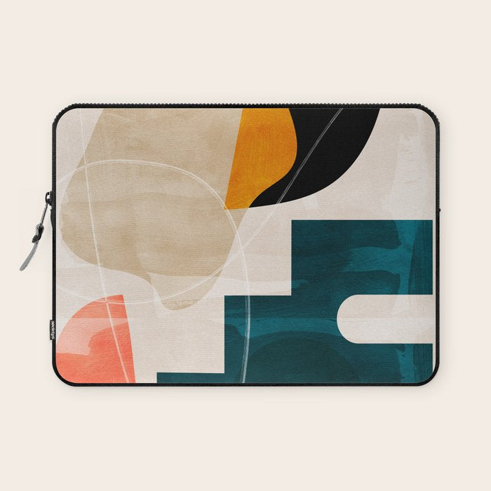 mid century shapes abstract painting Laptop Sleeve Gallery Image 1