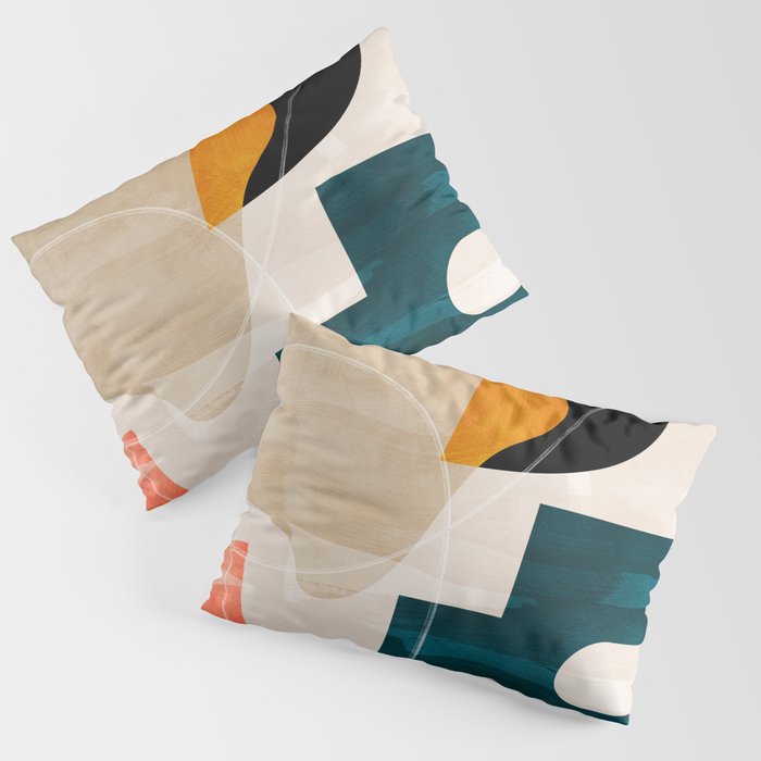 mid century shapes abstract painting Pillow Sham Gallery Image 1