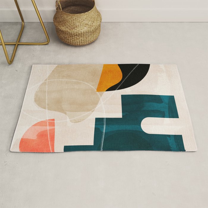 mid century shapes abstract painting Rug Gallery Image 1