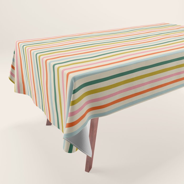 Colorful retro stripe line art pattern Tablecloth Gallery Image 1