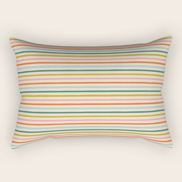 Colorful retro stripe line art pattern Rectangular Pillow Gallery Image 2