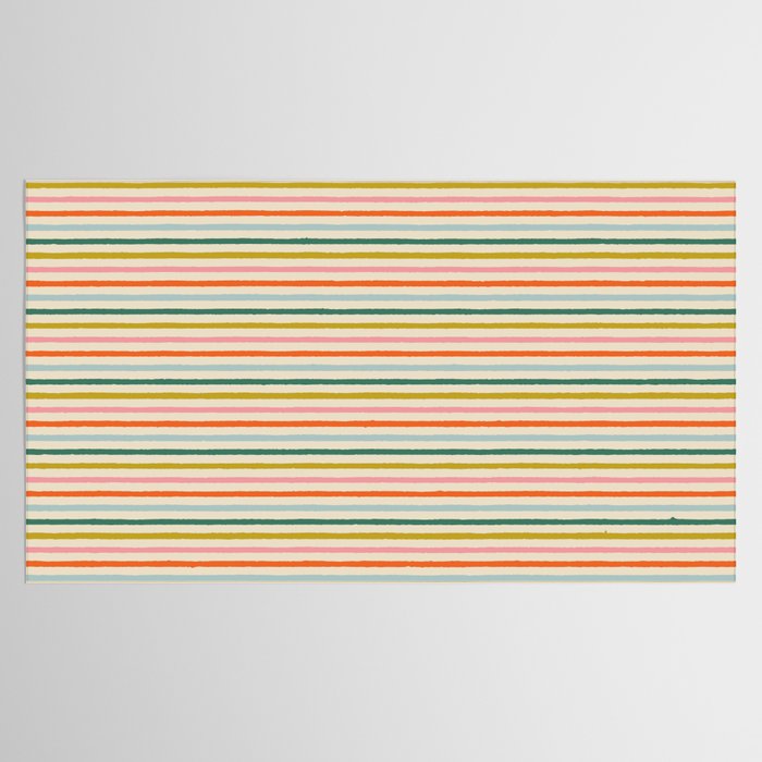 Colorful retro stripe line art pattern Tablecloth Gallery Image 2