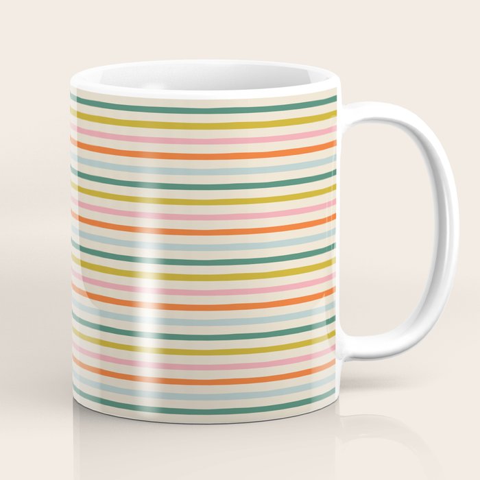 Colorful retro stripe line art pattern Coffee Mug Gallery Image 1