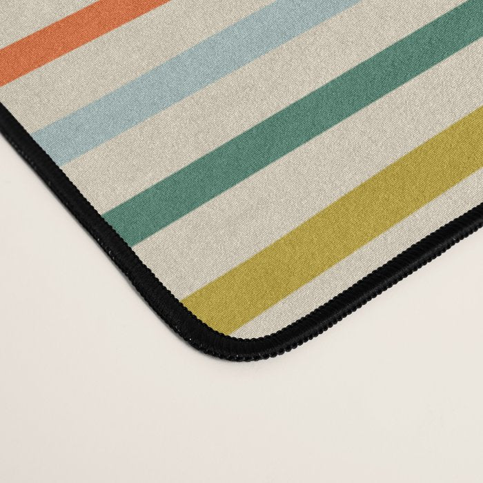 Colorful retro stripe line art pattern Desk Mat Gallery Image 4