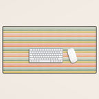 Colorful retro stripe line art pattern Desk Mat Gallery Image 1