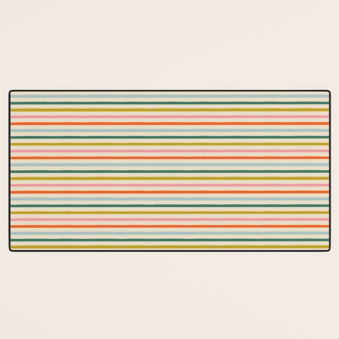 Colorful retro stripe line art pattern Desk Mat Gallery Image 3