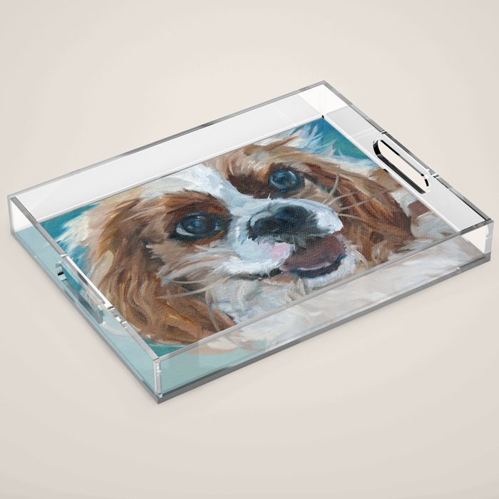 Poppy King Charles Cavalier Portrait Acrylic Tray Gallery Image 1