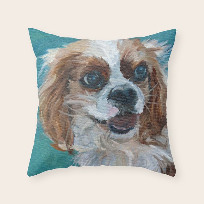 Poppy King Charles Cavalier Portrait Throw Pillow Gallery Image 6