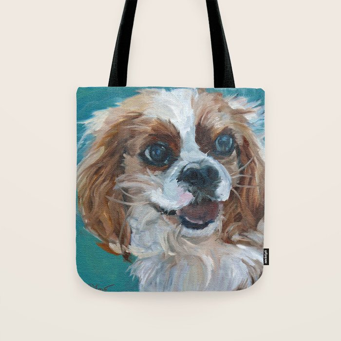 Poppy King Charles Cavalier Portrait Tote Bag Gallery Image 1