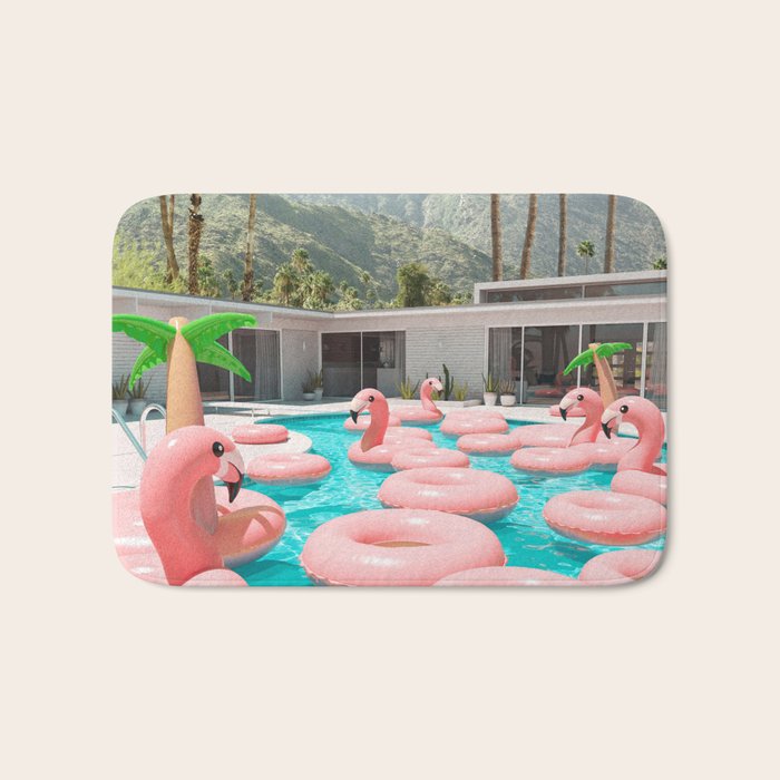 Flamingo Pool Party Bath Mat Gallery Image 1