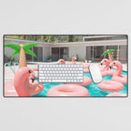Flamingo Pool Party Desk Mat Gallery Image 1