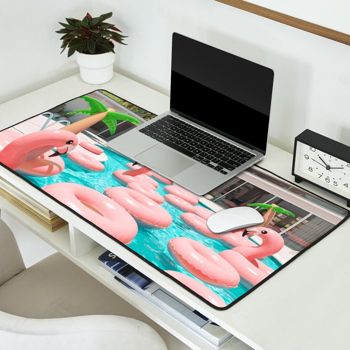 Flamingo Pool Party Desk Mat Gallery Image 2