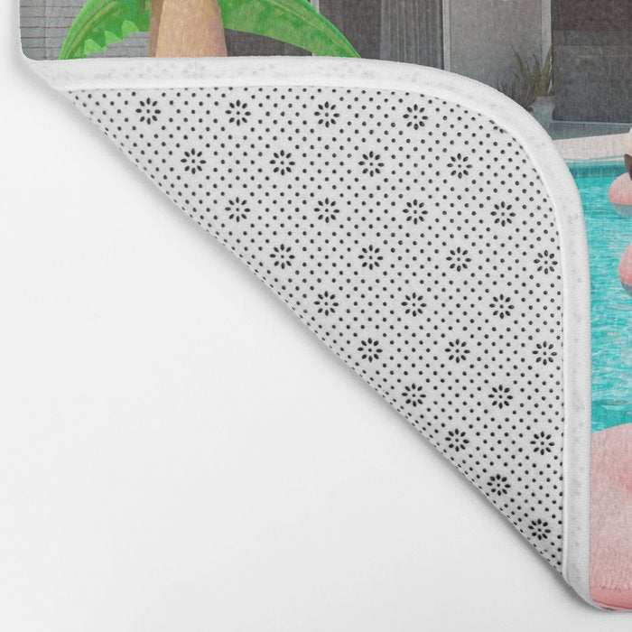 Flamingo Pool Party Bath Mat Gallery Image 2