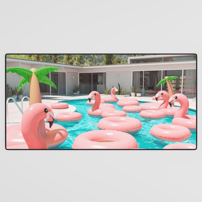 Flamingo Pool Party Desk Mat Gallery Image 3