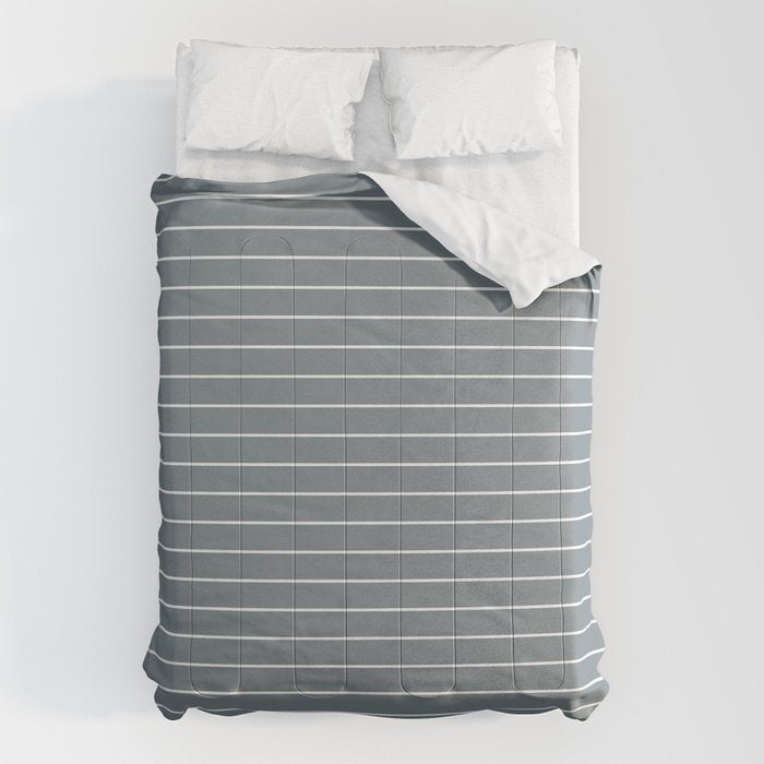 Minimal Arch XLVII Neutral Grey Blue Modern Geometric Lines Comforter Gallery Image 6