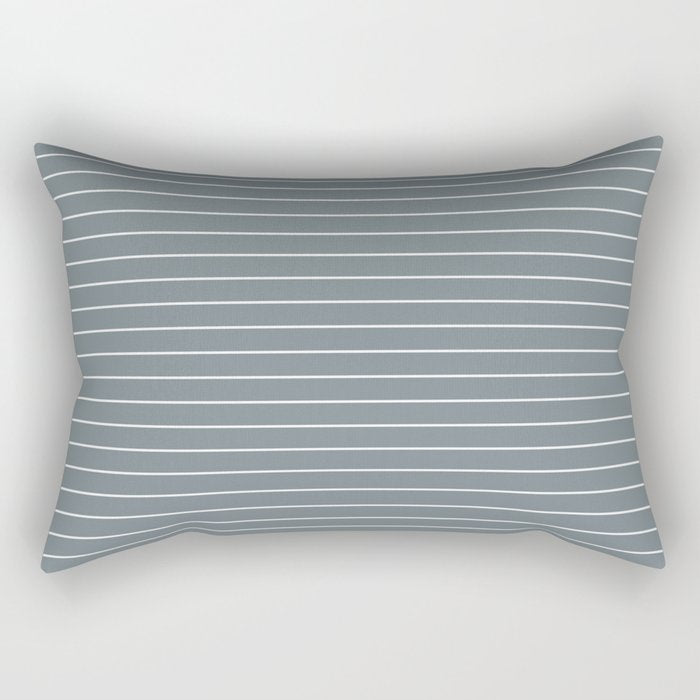 Minimal Arch XLVII Neutral Grey Blue Modern Geometric Lines Rectangular Pillow Gallery Image 2