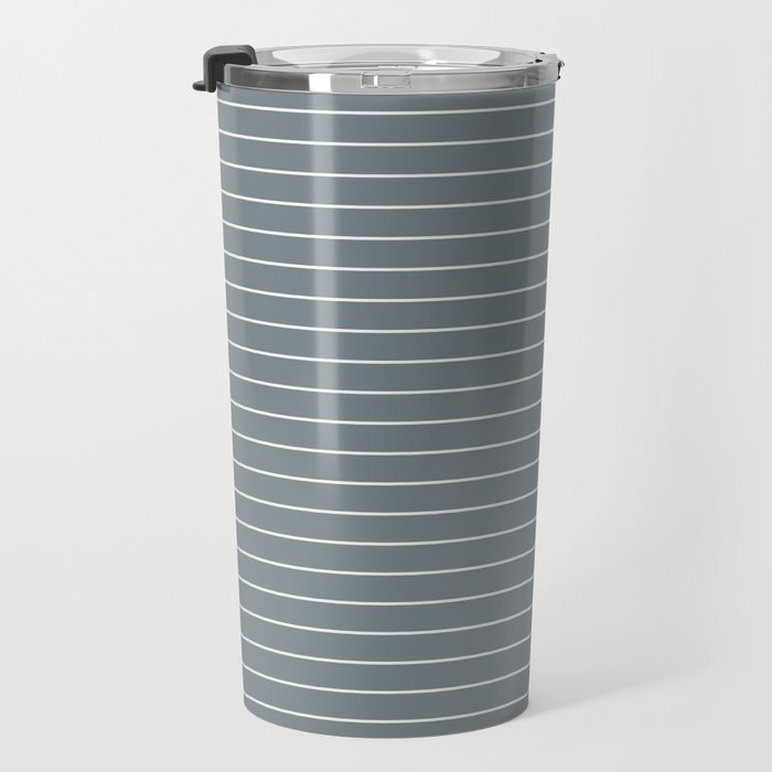 Minimal Arch XLVII Neutral Grey Blue Modern Geometric Lines Travel Mug Gallery Image 3