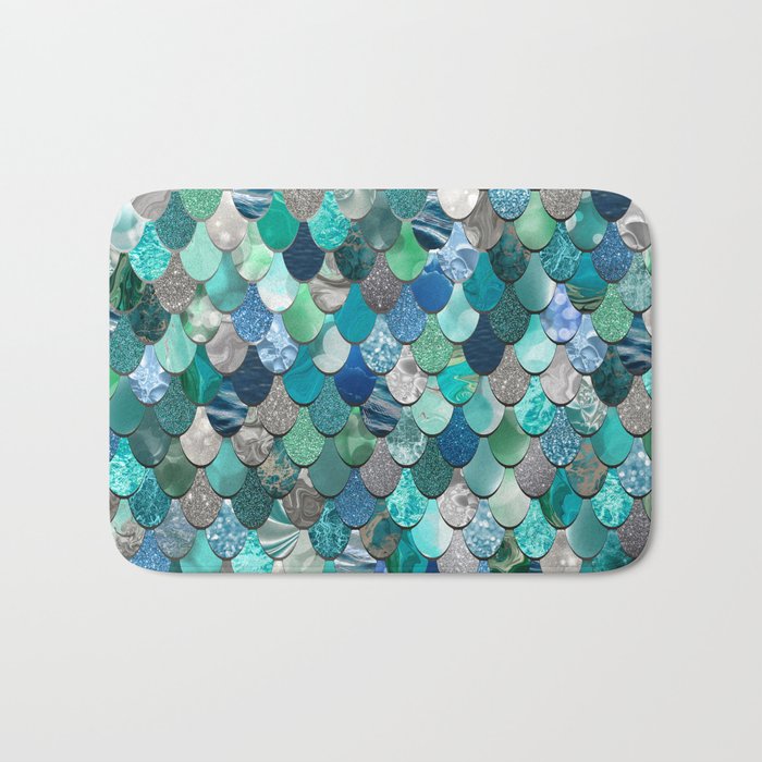 Mermaid Art, Sea,Teal, Mint, Aqua, Blue Bath Mat Gallery Image 1