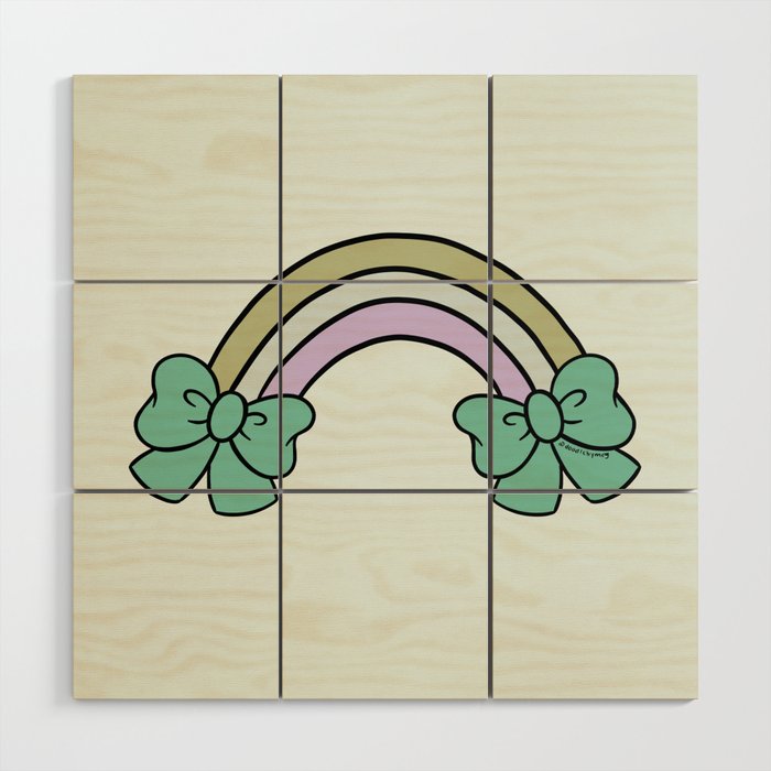 Bow Rainbow in Blue Wood Wall Art Gallery Image 1
