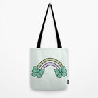 Bow Rainbow in Blue Tote Bag Gallery Image 2