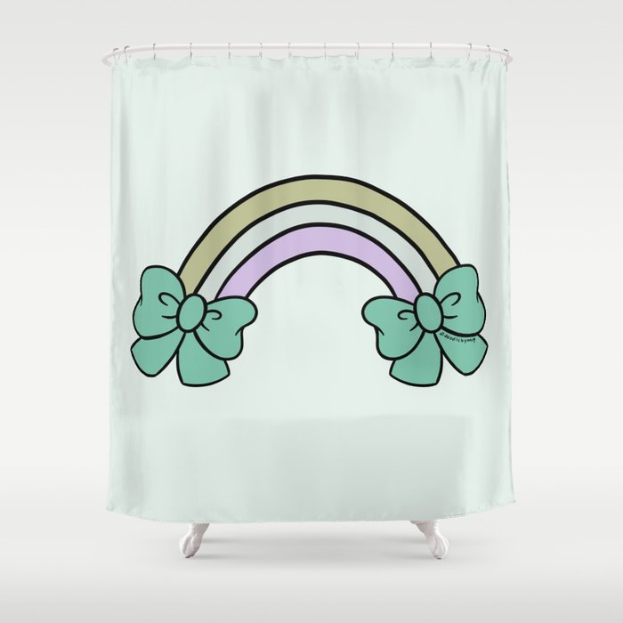 Bow Rainbow in Blue Shower Curtain Gallery Image 1