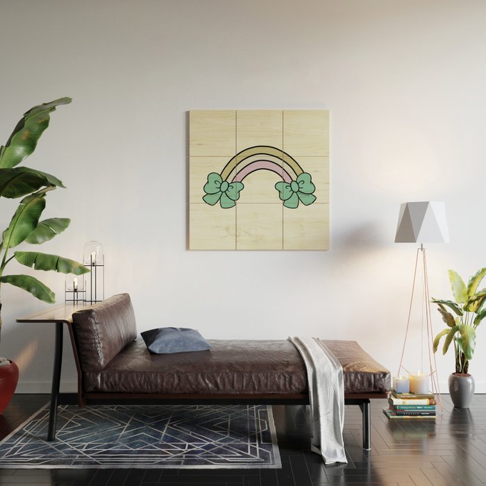 Bow Rainbow in Blue Wood Wall Art Gallery Image 2