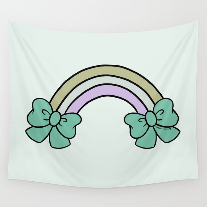 Bow Rainbow in Blue Wall Tapestry Gallery Image 4