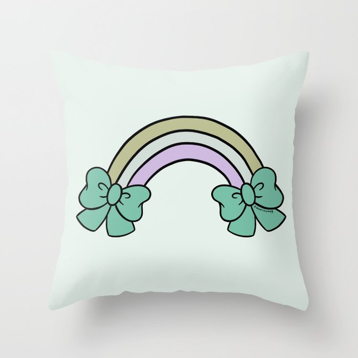Bow Rainbow in Blue Throw Pillow Gallery Image 6