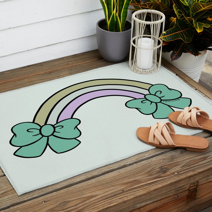 Bow Rainbow in Blue Outdoor Rug Gallery Image 2