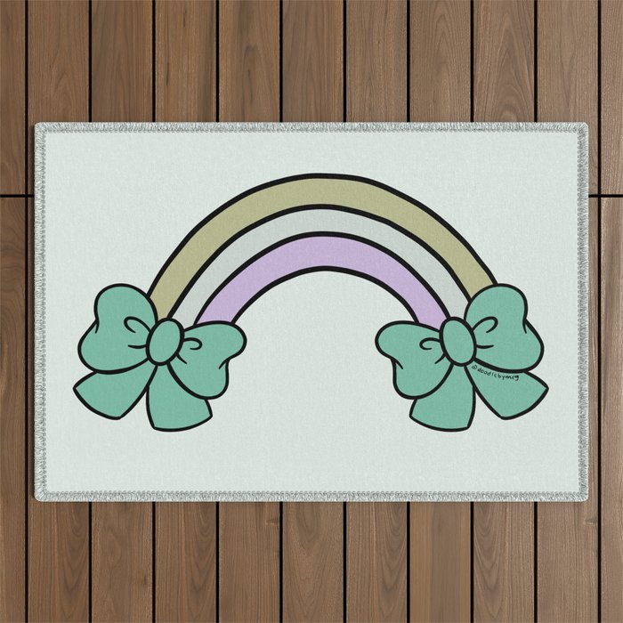Bow Rainbow in Blue Outdoor Rug Gallery Image 1
