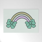 Bow Rainbow in Blue Welcome Mat Gallery Image 1
