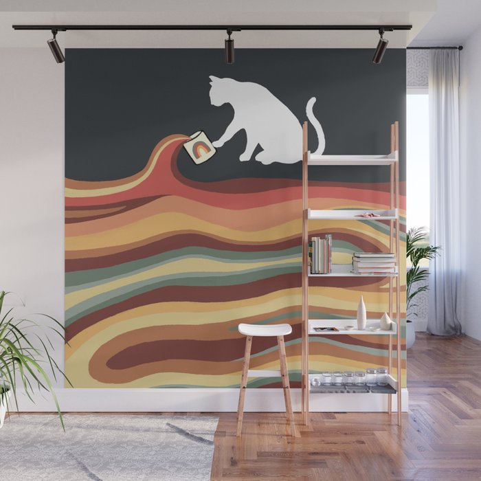 Rainbow cat 1b black magic coffee milk drop Wall Mural Gallery Image 1