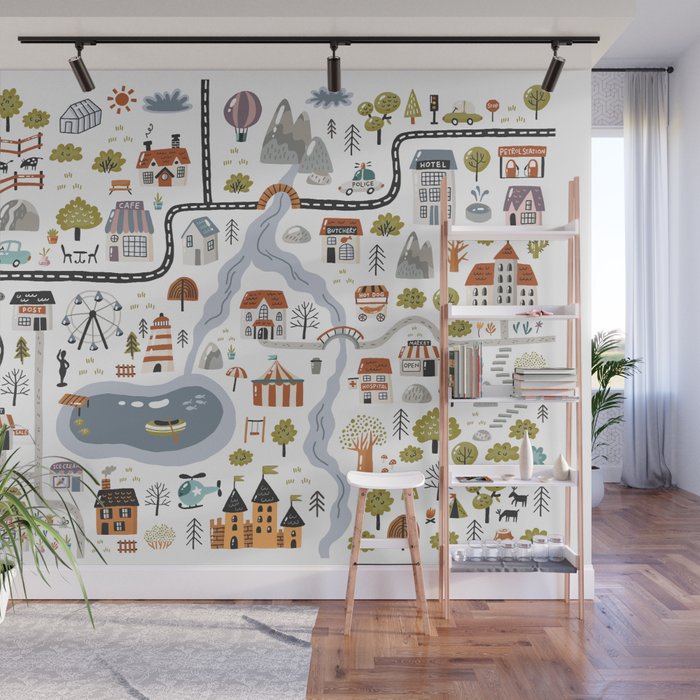 Town Map Wall Mural Gallery Image 1