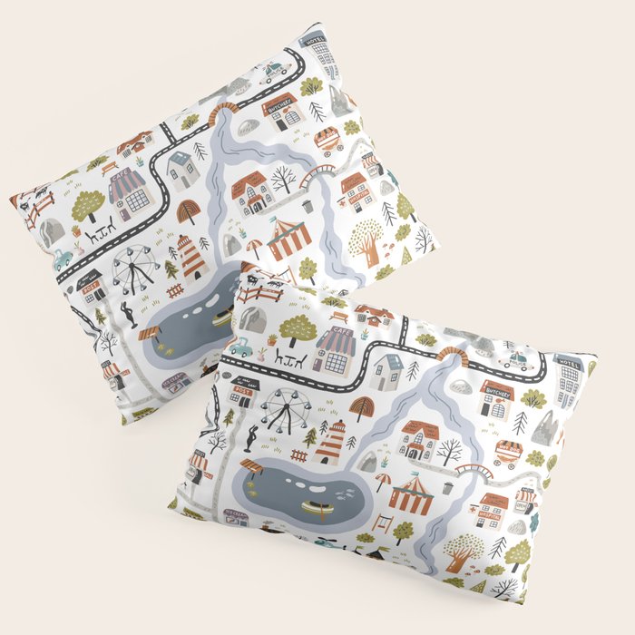 Town Map Pillow Sham Gallery Image 3