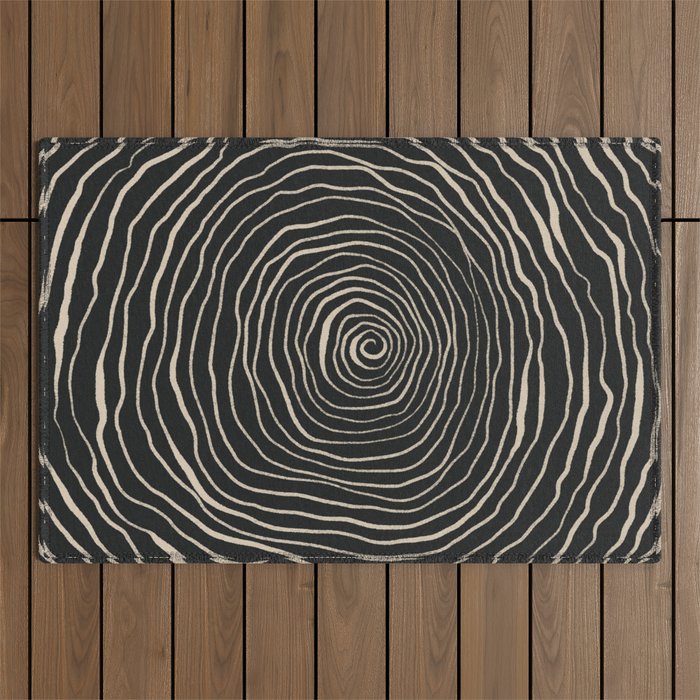 Strokes 07: Nero Black Edition  Outdoor Rug Gallery Image 1