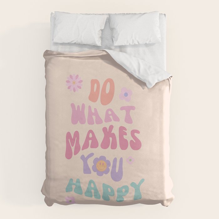 Danish Pastel Retro Inspirational Quote Duvet Cover Gallery Image 1
