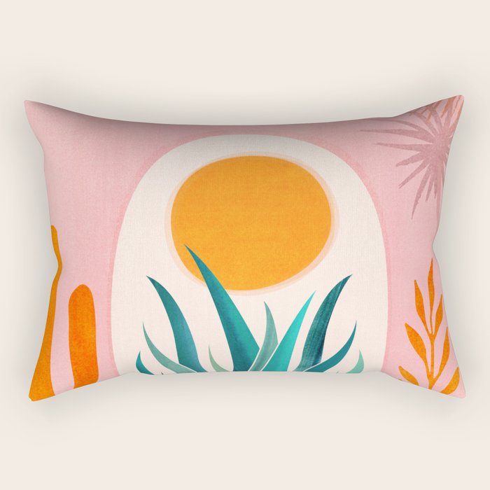 The Day Begins / Desert Garden Landscape Rectangular Pillow Gallery Image 1