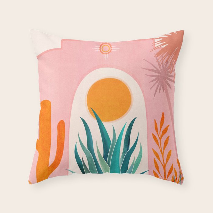 The Day Begins / Desert Garden Landscape Throw Pillow Gallery Image 6