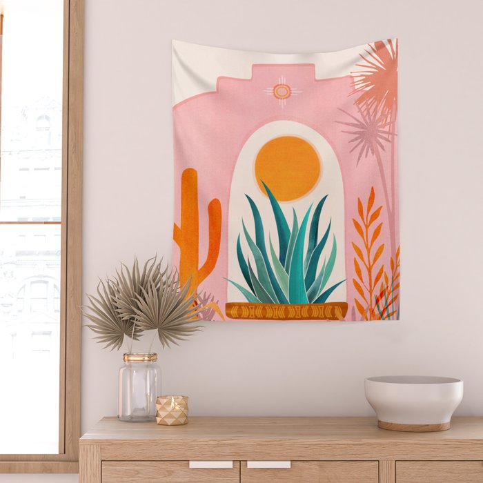 The Day Begins / Desert Garden Landscape Wall Tapestry Gallery Image 2